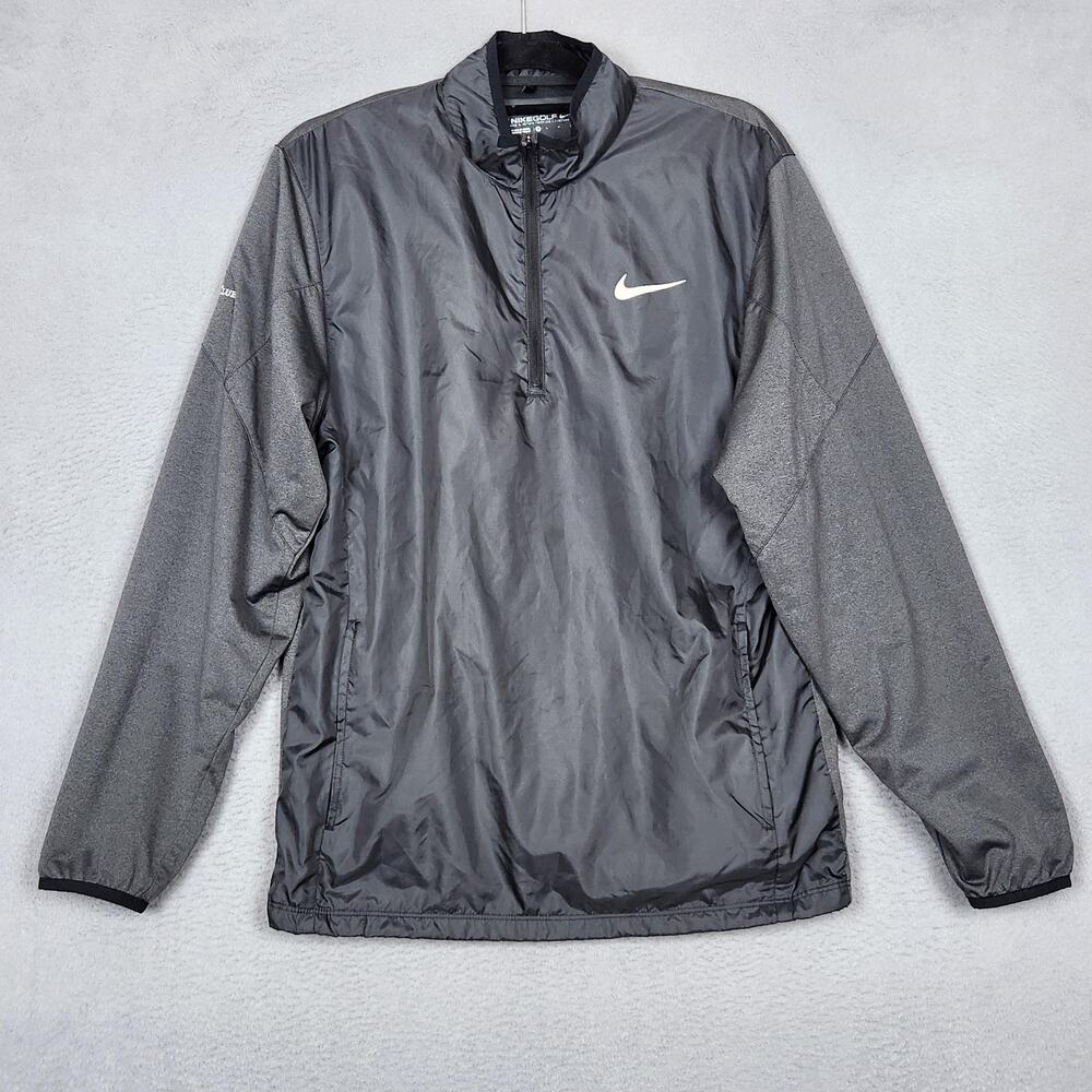 Nike Golf Jacket Mens Small Black 1/4 Zip Wisconsin Club Windbreaker 726405-010